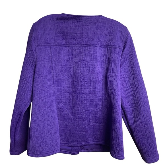 Chico's Vibrant Purple Women's Blazer Size L Snap Front Collarless Career Office - Picture 4 of 11